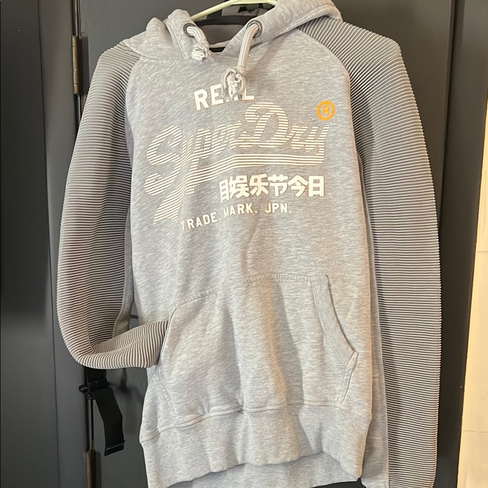 Superdry Gray Sweatshirt Hoodie RARE breathable sleeve tech